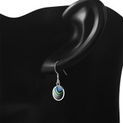 Abalone Oval Silver Earrings, e313h